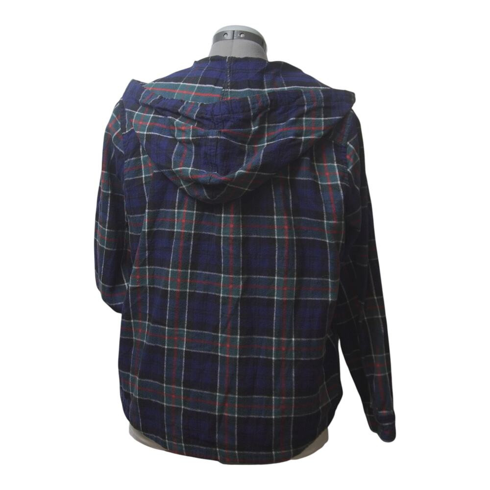 L.L.Bean Plaid Flannel Hoodie Jacket Large Petite Cotton Full Zip - Picture 6 of 13